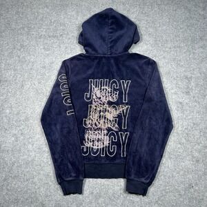 y2k Juicy Couture Tracksuit Top Women's Medium Purple Velour Jacket 2000s‎ Glam